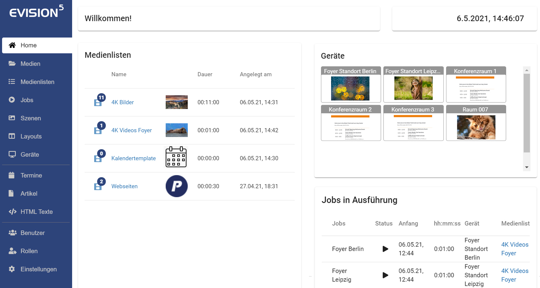 Screenshot EVISION5 Backend 